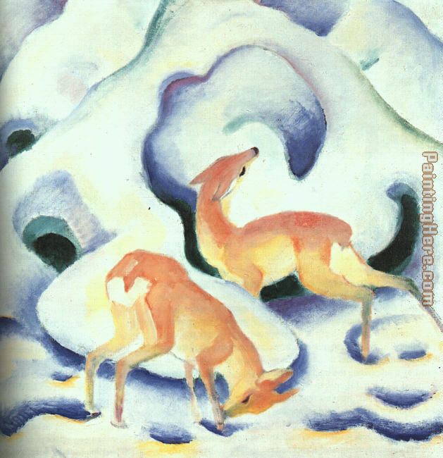 Deer in the Snow painting - Franz Marc Deer in the Snow art painting